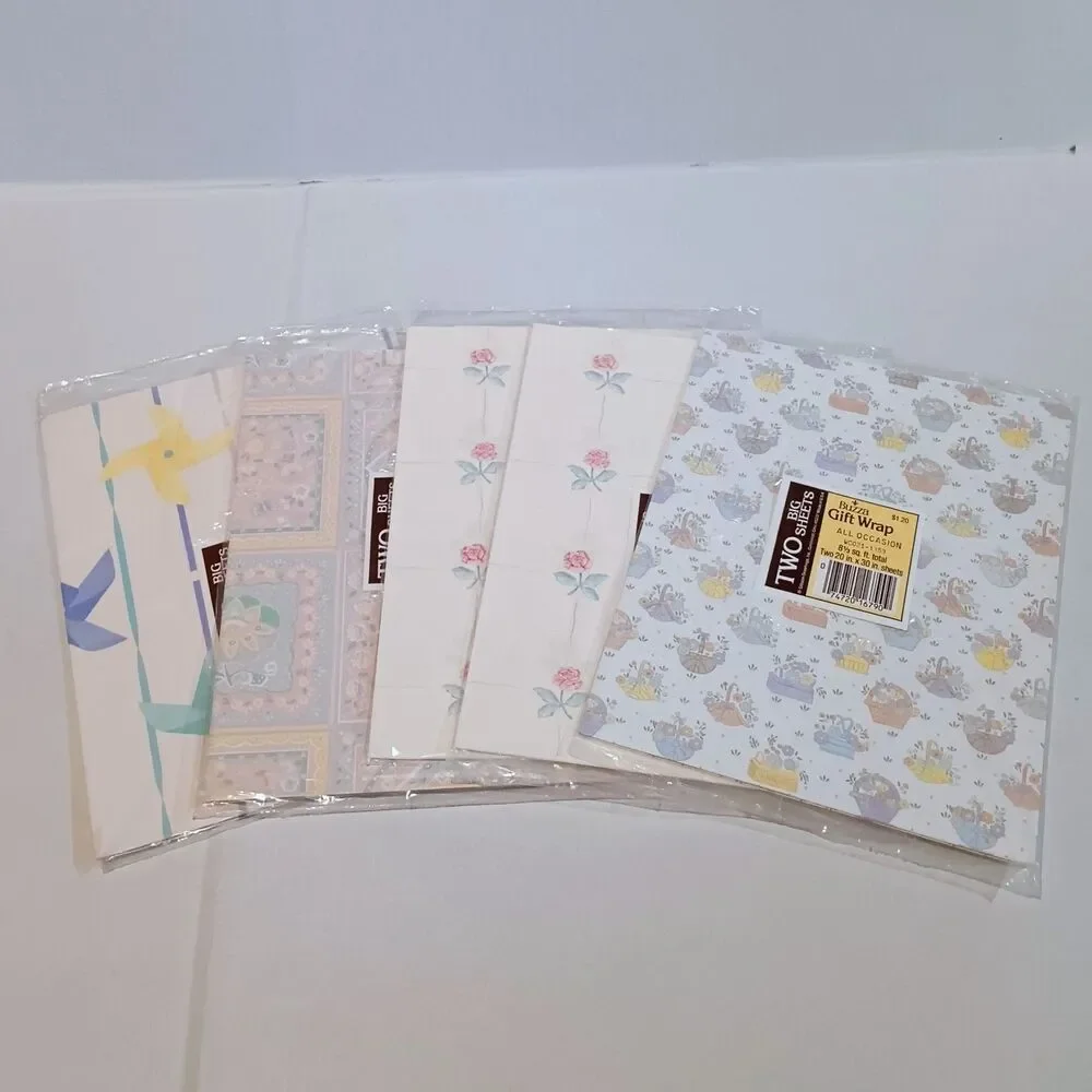 Vtg Buzza Gift Wrap Big Sheets-Lot of 5- 20